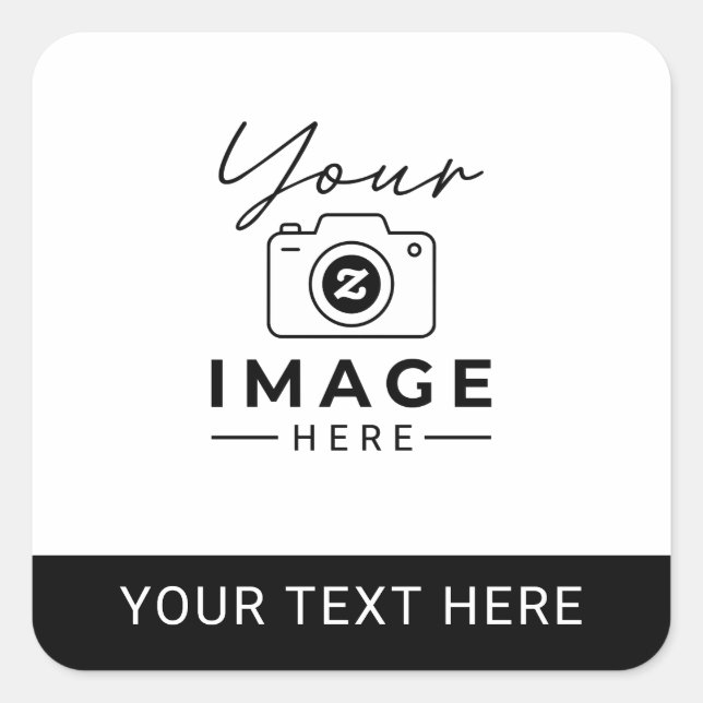 Custom Image and Text Square Sticker (Front)