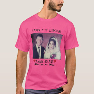 Custom Image Happy 20th Wedding Anniversary Pink T-Shirt