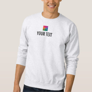 Custom Image Logo Text Name Here Mens Ash Grey Sweatshirt