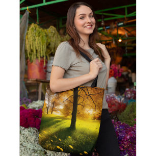 Custom Image Nature Watercolor Tote Bag