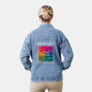 Custom Image Photo Logo Text Name Template Womens Denim Jacket
