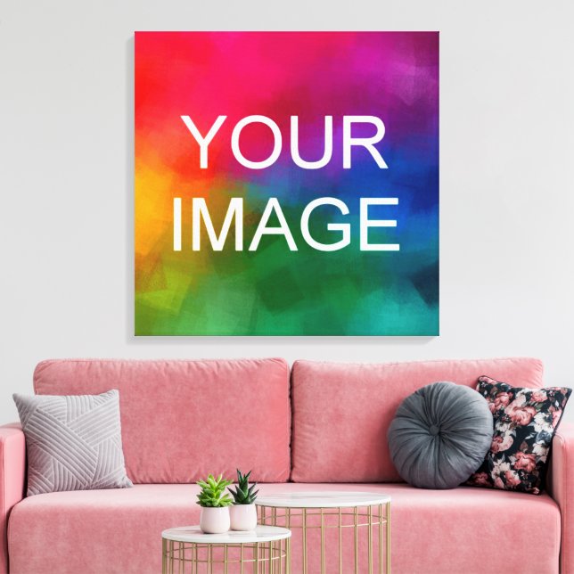 Custom Image Photo Picture Logo HQ Budget Square Canvas Print (Insitu(LivingRoom))