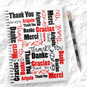 Custom Image Red Black Thank You Word Cloud Spiral Notebook