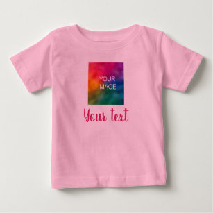 Custom Image & Script Text Pink Template Trendy Baby T-Shirt