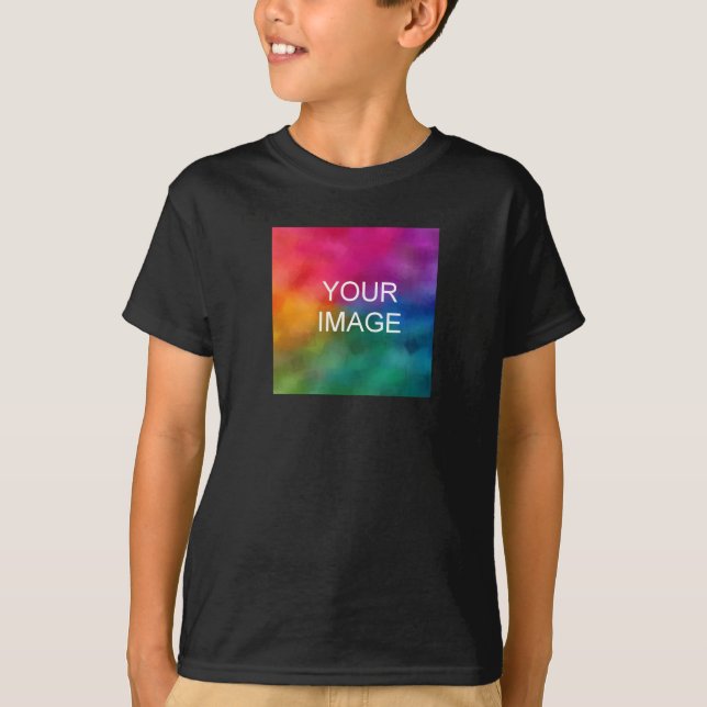 Custom Image Template Boys Double Sided Black T-Shirt (Front)