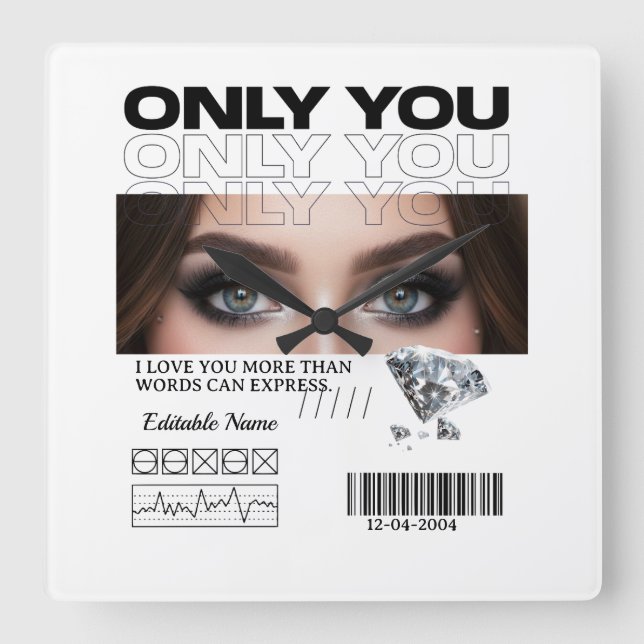 Custom Image & Text | Personalized Square Wall Clock (Front)