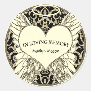 Custom In Loving Memory Angel Wings Classic Round Sticker
