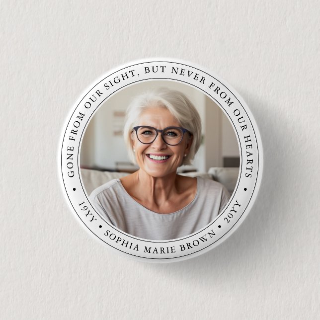 Custom In Loving Memory Funeral Memorial Tribute 3 Cm Round Badge (Front)