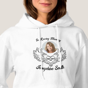 Custom In Loving Memory Of Angel Wings Photo Hoodie