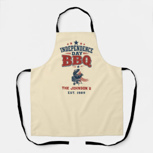 Custom Independence Day BBQ Beige Family Apron