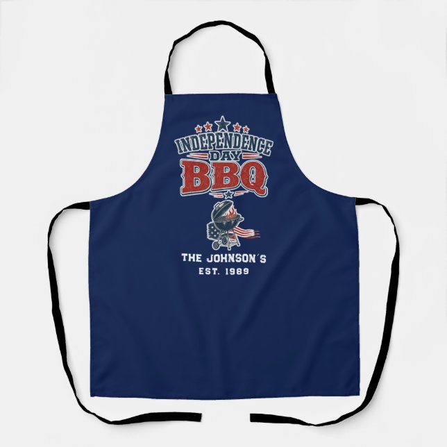 Custom Independence Day BBQ Beige Family Apron (Front)