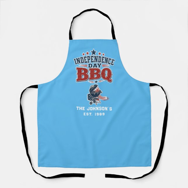 Custom Independence Day BBQ Beige Family Apron (Front)