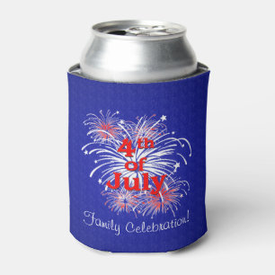 Custom Independence Day Fireworks Display Can Cooler