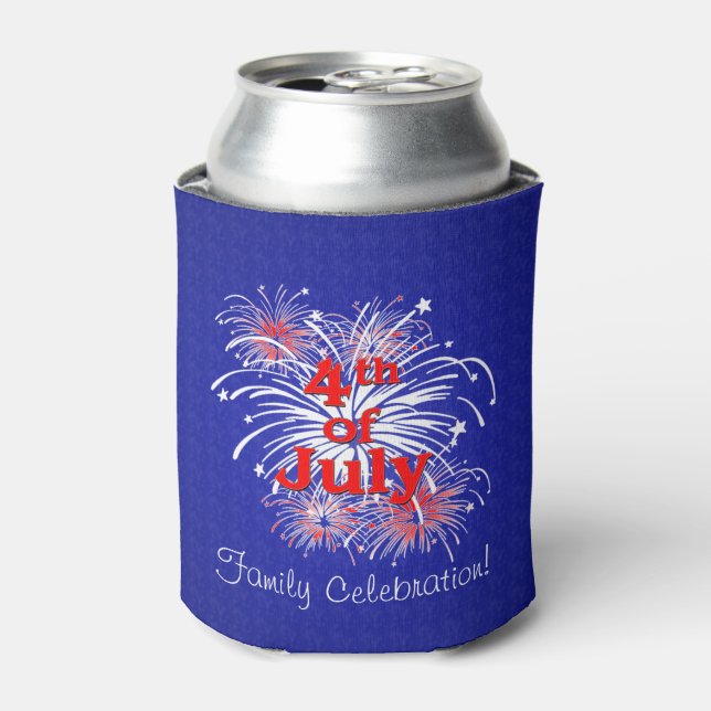 Custom Independence Day Fireworks Display Can Cooler (Can Front)