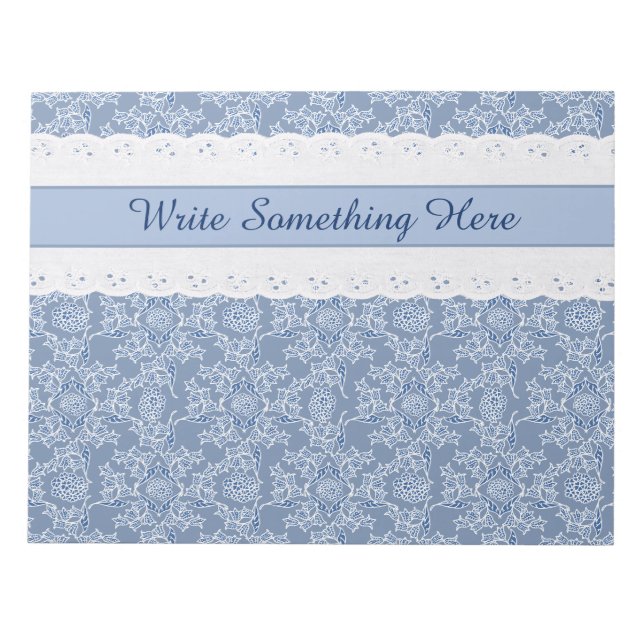 Custom Indigo Ethnic Floral Faux Lace Notepad (Front)
