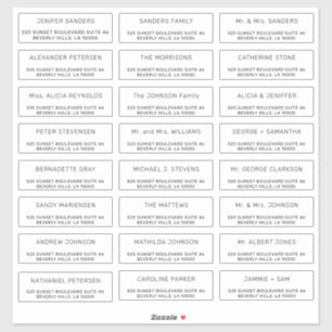 Custom individual guest mailing address labels