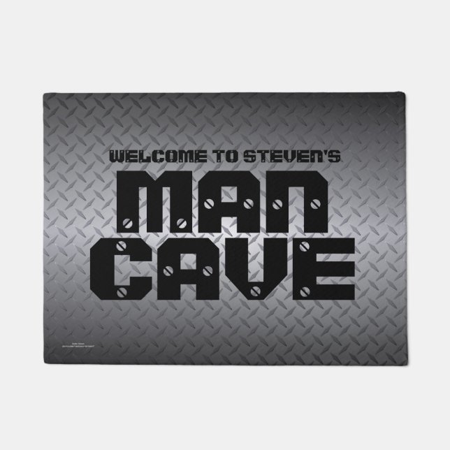 Custom Industrial Look Man Cave Doormat (Front)