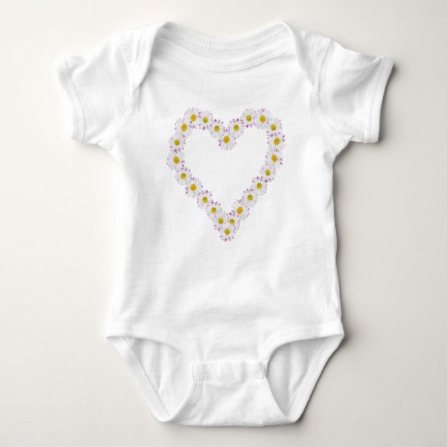 Custom Infant Creeper: Heart-shaped Daisy Chain Baby Bodysuit (Front)