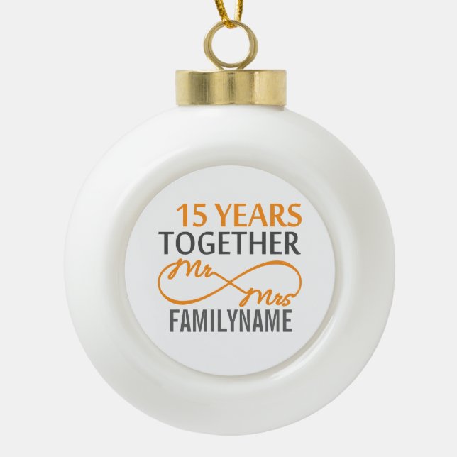 Custom Infinite Mr and Mrs Ceramic Ball Ornament (Front)