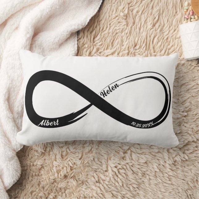 Custom Infinity Couples Wedding Anniversary Gift Lumbar Cushion (Blanket)