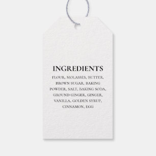 Custom Ingredients Black White Simple Gift Tags