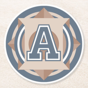 Custom Initial "A" Monogram Round Paper Coaster