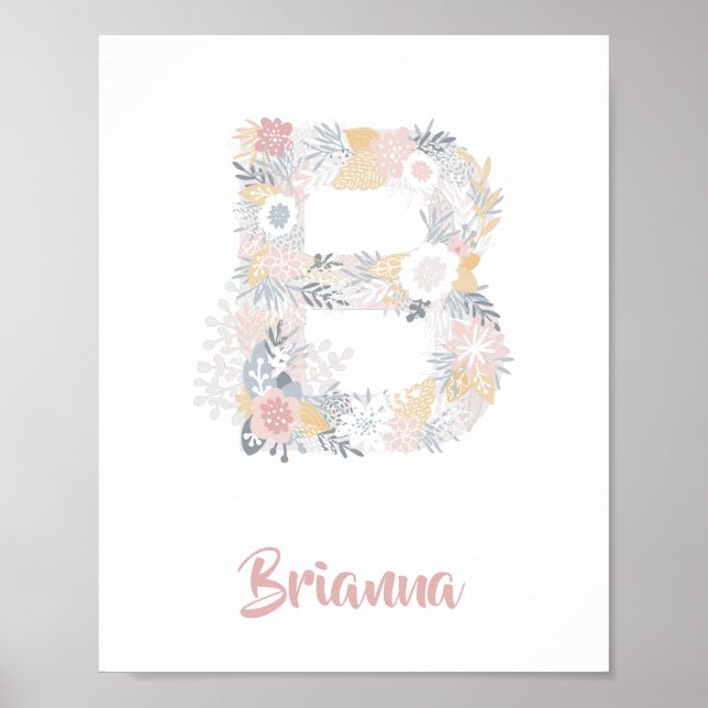 Custom Initial and Name Poster for Girl | B (Front)