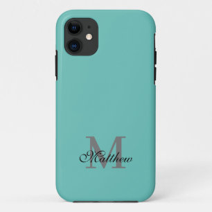 Custom initial and name text teal Case-Mate iPhone case