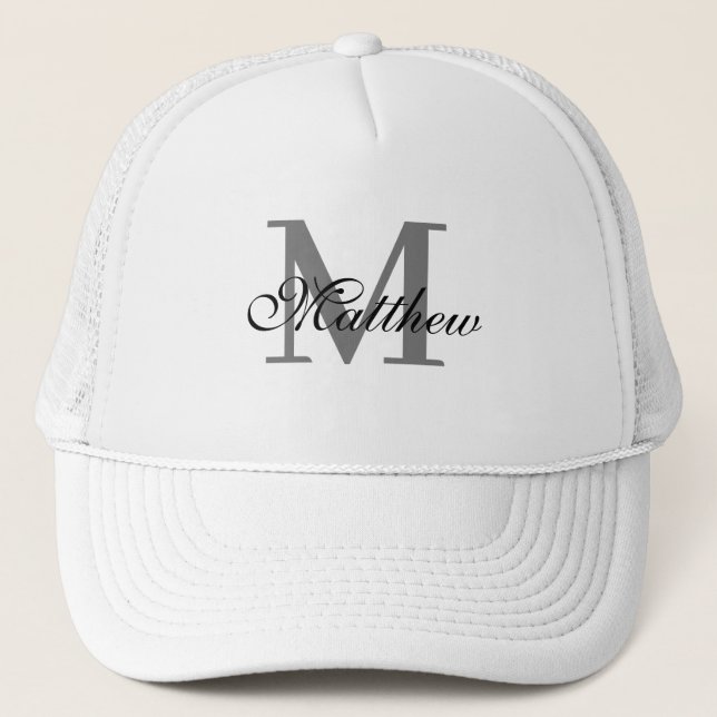 Custom initial and name text trucker hat (Front)
