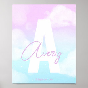 Custom Initial Art Pink Monogram Wall Print