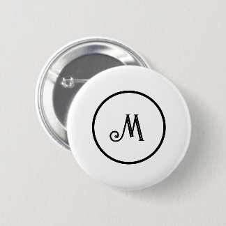 Custom initial black and white 6 cm round badge