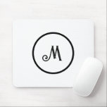 Custom initial black and white  mouse pad<br><div class="desc">Custom initial black and white with round circle design.</div>