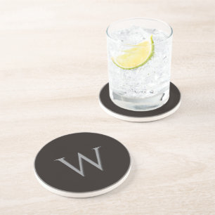 Custom Initial Black & Grey  Coaster