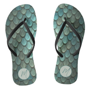 Custom initial blue scales textured jandals