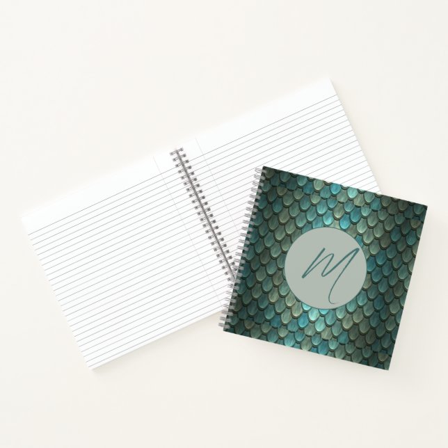 Custom initial blue scales textured notebook (Inside)