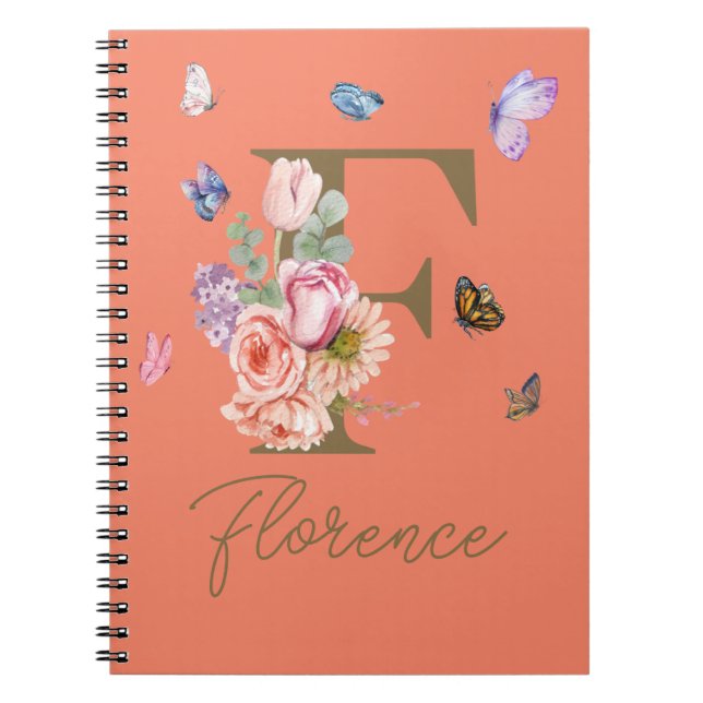 Custom Initial Butterfly Notebook Gift  (Front)