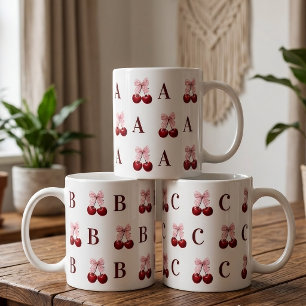 Custom Initial Cherry Gingham Mug Gift for Her Mum