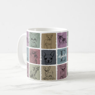 Custom Initial Chihuahua Gift Vintage Dog Lover Coffee Mug