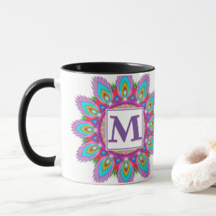 Custom initial coffee mug Mandala pattern
