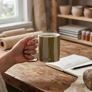 Custom Initial Dark Ochre Striped Studio Coffee Mug