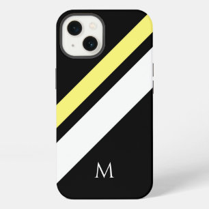 Custom initial diagonal lines black iPhone 13 case