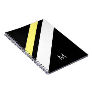 Custom initial diagonal lines black notebook