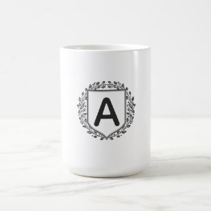 Custom Initial Elegant Floral Crest Coffee Mug