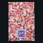 CUSTOM Initial Falling Leaves Watercolor Red Purpl Tea Towel<br><div class="desc">Decorate your kitchen with this lovely towel. Makes a great housewarming or wedding gift! 
You can customise it and add text too or change the colours.
Check my shop for lots more colours and patterns!</div>