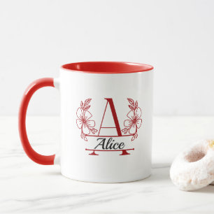 Custom Initial Floral Monogram Mug