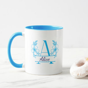 Custom Initial Floral Monogram Mug