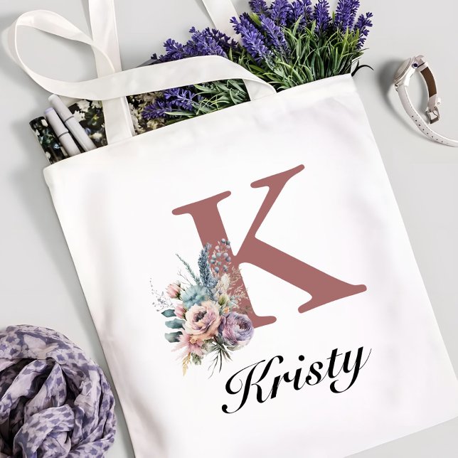 Custom Initial & Girl Name Personalised Monogram Tote Bag (Creator Uploaded)