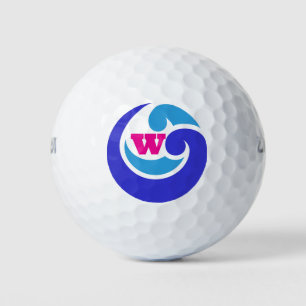 Custom Initial Golf Ball – Blue Wave Design
