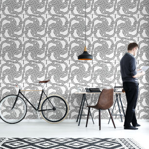 Custom Initial Grey Chain Knot Pattern Wallpaper