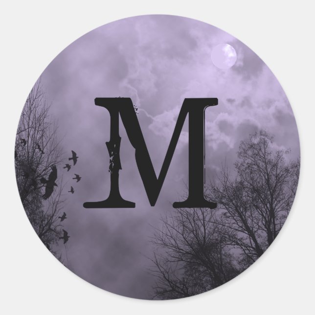 Custom Initial Haunted Sky Purple Mist Sticker (Front)